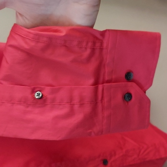 HUGO by Hugo Boss Slim Line Button Down Long Sleeve Coral Dress Shirt - Picture 6 of 12